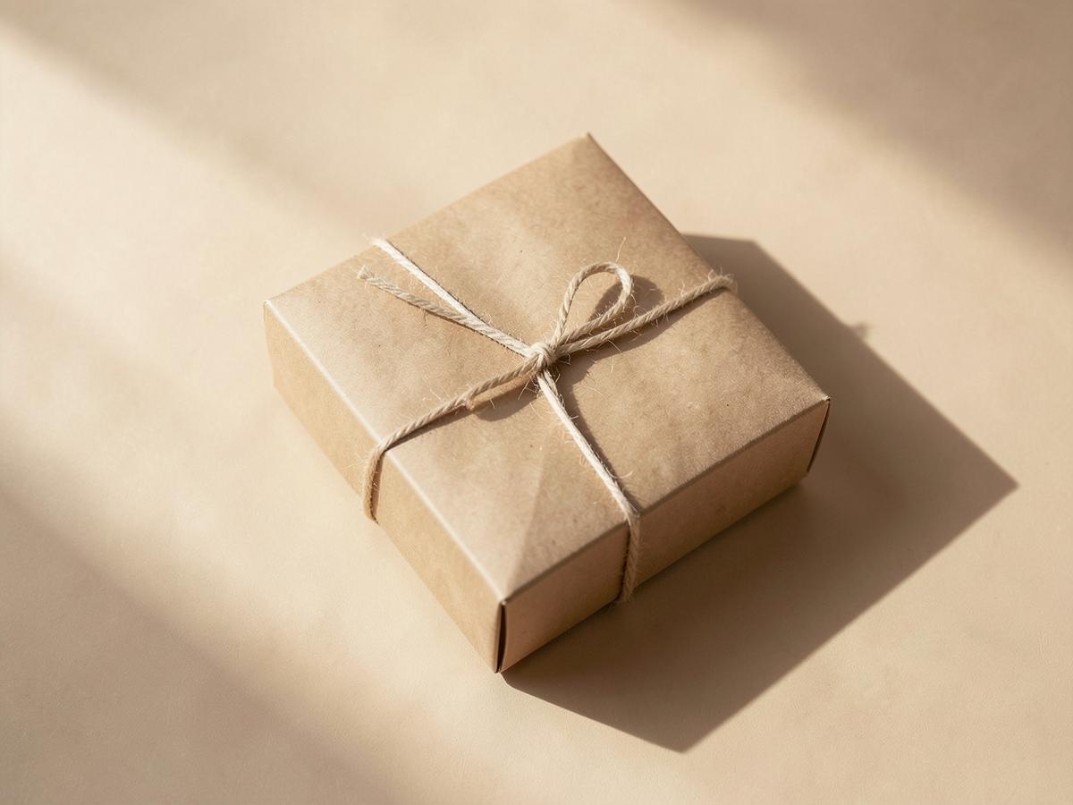 Plain unbranded parcel tied with cotton string